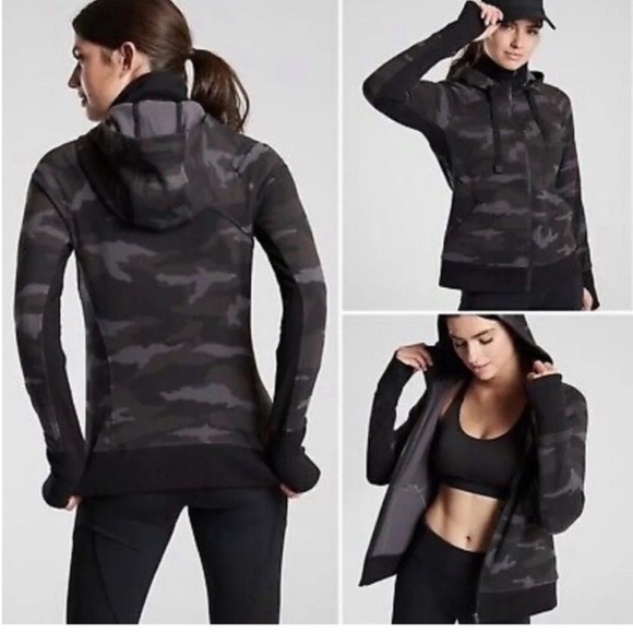 Athleta Gray Camouflage Hoodie Triump camo jacket Sz Med M - Picture 3 of 3